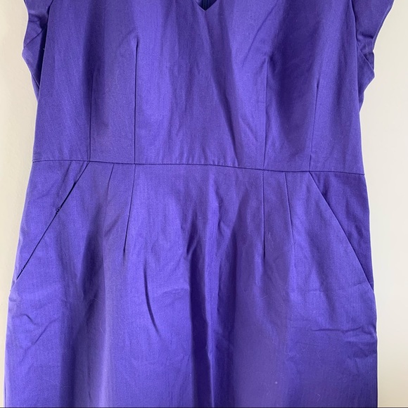 J crew director suiting dress new with tag cap sleeves in purple stretch v neck - Picture 6 of 8